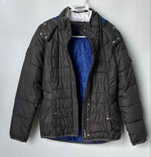 Load image into Gallery viewer, Tommy Hilfiger Womens Black Blue Long Sleeve Pockets Hooded Puffer Jacket Sz S/P