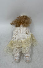Load image into Gallery viewer, Cracker Barrel White Lace Dress Curly Hair Collectible Porcelain Doll