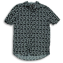 Load image into Gallery viewer, Michael Kors Mens Black White Short Sleeve Spread Collar Button-Up Shirt Size M