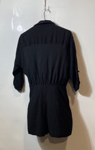 Load image into Gallery viewer, Zara Basic Womens Black Roll Tab Sleeve Button Front One-Piece Romper Size Small