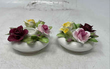 Load image into Gallery viewer, Lot Of 2 Pcs Royal Adderley Multicolor Floral Bone China Candle Holders