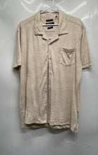 Load image into Gallery viewer, Kenneth Cole Mens Beige Short Sleeve Collared Slim Fit Button-Up Shirt Size L