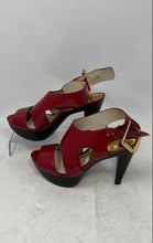 Load image into Gallery viewer, Michael Kors Womens Carla Red Patent Leather Buckle Platform Sandals Size 6M