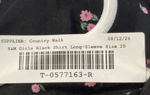 Load image into Gallery viewer, H&M Girls Black Floral Long Sleeve Mock Neck Ruffle Blouse Top Size 20
