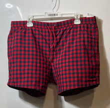Load image into Gallery viewer, Hugo Boss Mens Catshark Red & Black Checked Drawstring Swim Shorts Size Large