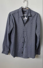 Load image into Gallery viewer, Michael Kors Mens Blue Geometric Print Cotton Classic Fit Button-Up Shirt Size M