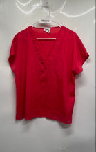 Load image into Gallery viewer, DKNY Womens Red Short Sleeve V-Neck Pullover Casual Blouse Top Size Large