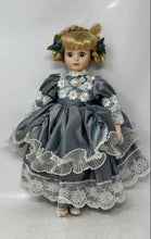 Load image into Gallery viewer, Blonde Hair Gray Eyes Collectible Victorian Porcelain Doll In Long Maxi Dress