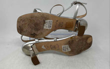 Load image into Gallery viewer, Unisa Womens Silver Leather Open Toe Adjustable Strap Slingback Heels Sz EUR 41