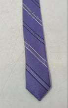 Load image into Gallery viewer, Paul Fredrick Mens Purple Striped Keeper Loop Adjustable Formal Designer Tie