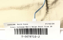 Load image into Gallery viewer, Armani Exchange Mens Beige Flat Front Slash Pockets Chino Shorts Size 30