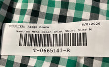 Load image into Gallery viewer, Nautica Mens Green Plaid Cotton Slim Fit Wrinkle Resistant Button-Up Shirt Sz M