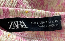 Load image into Gallery viewer, Zara Womens Pink Printed Ruffle Smocked Side Zip Mini Skirt Size Small