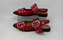 Load image into Gallery viewer, Steve Madden Womens Graya Red Black Pointed Toe Buckle Slingback Flats Size 6 M