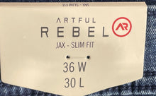 Load image into Gallery viewer, Artful Rebel Mens Blue 5-Pocket Design Slim Fit Straight Leg Jeans 36x30 W/Tags