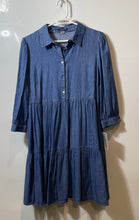 Load image into Gallery viewer, Tommy Hilfiger Womens Blue Denim 3/4 Sleeve Collared Shirt Dress Sz 10 With Tag