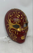 Load image into Gallery viewer, Womens Red Gold Hand-Painted Decorative Stefa Full-Face Masquerade Mask