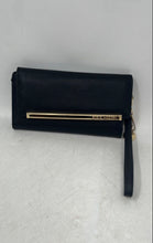 Load image into Gallery viewer, Steve Madden Womens Black Faux Leather Magnetic Snap Trifold Wristlet Wallet