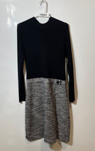 Load image into Gallery viewer, Calvin Klein Womens Black White Ribbed Knit Long Sleeve Sheath Dress Size Medium