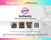 Load image into Gallery viewer, Authentic Tory Burch Womens Beige Wedge Espadrille Heels Size 8.5 Damaged