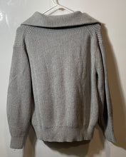 Load image into Gallery viewer, Loft Womens Gray Ribbed Knit Quarter Zip Long Sleeve Pullover Sweater Size M