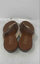 Load image into Gallery viewer, Italian Shoemakers Womens Gold Brown T-Strap Slip-On Flip-Flop Sandals Size 6