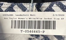 Load image into Gallery viewer, Ann Taylor Womens White Blue Printed Long Sleeve Button Front Jacket Size 4P