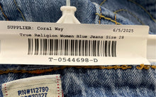 Load image into Gallery viewer, True Religion Womens Blue Medium Wash Pockets Denim Straight Leg Jeans Size 28