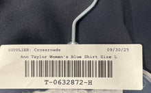 Load image into Gallery viewer, Ann Taylor Womens Blue Long Sleeve Split Neck Blouse Top Size Large