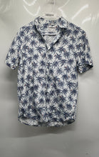 Load image into Gallery viewer, Express Mens Blue Palm Trees Prints Soft Wash Slim Fit Button-Up Shirt Size S/P