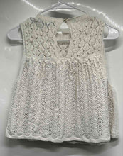Load image into Gallery viewer, Zara Womens White Pointelle Knit Sleeveless Round Neck Blouse Top Size Small