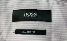 Load image into Gallery viewer, Hugo Boss Mens Purple Striped Classic Fit Cotton Dress Shirt Size 15 32/33