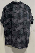 Load image into Gallery viewer, Express Mens Gray Abstract Print Linen Cotton Short Sleeve Button-Up Shirt Sz L
