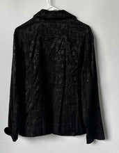 Load image into Gallery viewer, Chico's Womens Black Logo Print Long Sleeve Collared Button Front Jacket Size 3