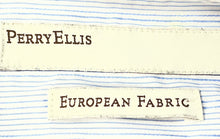 Load image into Gallery viewer, Perry Ellis Mens White Blue Pinstripe European Fabric Button-Up Shirt Size XXL