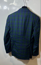 Load image into Gallery viewer, Brian Dales Mens Blue Green Plaid Wool Long Sleeve One-Button Blazer Size 52