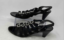 Load image into Gallery viewer, London Fog Womens Nanci Black Leather Cone Heel Strappy Sandals Size 11