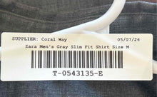 Load image into Gallery viewer, Zara Mens Gray Long Sleeve Spread Collar Slim Fit Button-Up Shirt Size M
