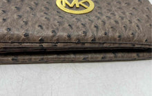 Load image into Gallery viewer, Michael Kors Womens Brown Ostrich Embossed Adjustable Strap Zipper Crossbody Bag