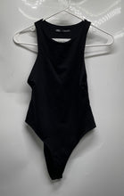 Load image into Gallery viewer, Zara Womens Black Sleeveless Collarless High Neck One-Piece Bodysuit Size Small