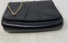 Load image into Gallery viewer, Lauren Merkin Womens Black Leather Chain Strap Flap Over Lined Crossbody Bag