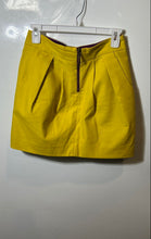 Load image into Gallery viewer, Zara Womens Yellow Front Zip Pleated Stretch Mini Skirt Size 04