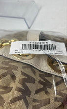 Load image into Gallery viewer, Michael Kors Womens Beige Brown Signature Leather Trim Zip Top Satchel Bag