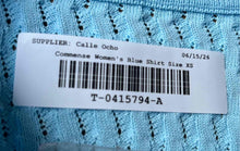 Load image into Gallery viewer, Commense Womens Blue Hollow Knit Button Front Blouse Top Size XS With Tag