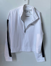 Load image into Gallery viewer, DKNY Sport Womens White Black Quarter Zip Cropped Pullover Sweatshirt Size XL