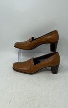 Load image into Gallery viewer, Via Spiga Womens Brown Leather Square Toe Block Heel Penny Loafers Size 10 M