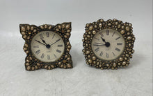 Load image into Gallery viewer, Set Of 2 Pcs Assorted Pearl Metal Body Mini Analog Quartz Desk Clocks Not Tested