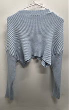 Load image into Gallery viewer, Zara Womens Blue Knitted Long Sleeve Crew Neck Cropped Pullover Sweater Size S