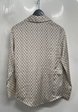 Load image into Gallery viewer, Zara Womens Beige Black Geometric Print Long Sleeve Button-Up Shirt Size XS