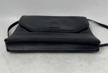 Load image into Gallery viewer, Anne Klein Womens Black Leather Embossed Lion Logo Flap Small Crossbody Purse